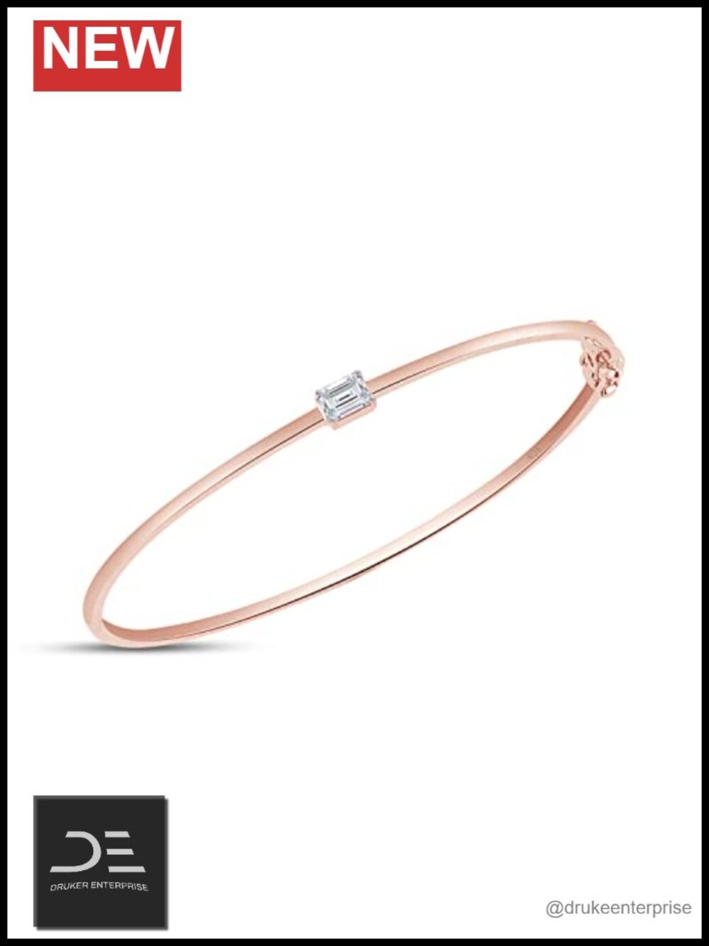 Solitaire Bangle Bracelet for Women 6" Ros